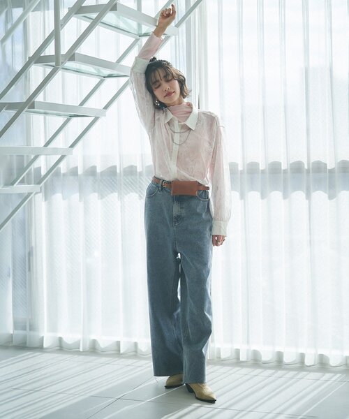 Remind me and forever(リマインドミーアンドフォーエバー)の「【2026SS】【ウエスト調節&セルフカット可能】デニムリメイクライクワイドパン(デニムパンツ・レディース・スミクロ/ワンウォッシュ・FREE)」の3枚目の写真