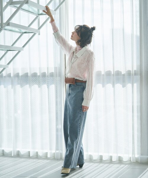 Remind me and forever(リマインドミーアンドフォーエバー)の「【2026SS】【ウエスト調節&セルフカット可能】デニムリメイクライクワイドパン(デニムパンツ・レディース・スミクロ/ワンウォッシュ・FREE)」の7枚目の写真