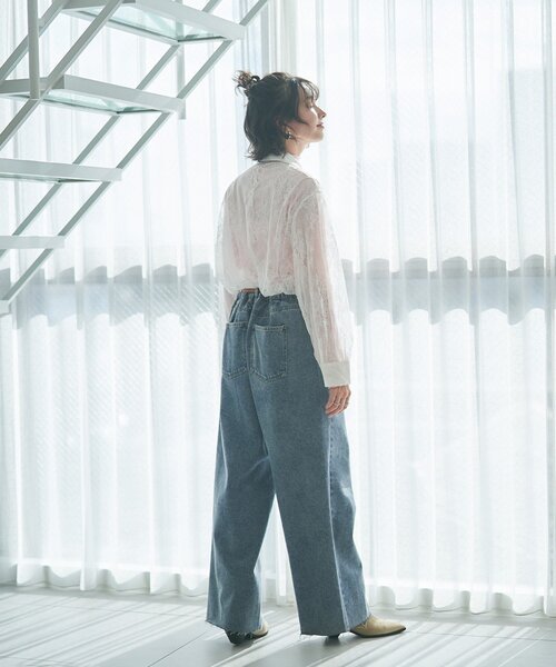 Remind me and forever(リマインドミーアンドフォーエバー)の「【2026SS】【ウエスト調節&セルフカット可能】デニムリメイクライクワイドパン(デニムパンツ・レディース・スミクロ/ワンウォッシュ・FREE)」の8枚目の写真