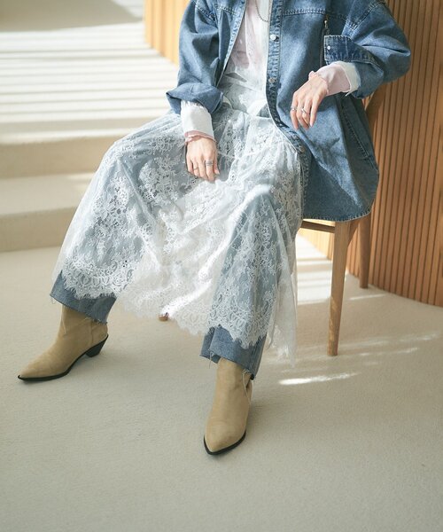 Remind me and forever(リマインドミーアンドフォーエバー)の「【2026SS】【ウエスト調節&セルフカット可能】デニムリメイクライクワイドパン(デニムパンツ・レディース・スミクロ/ワンウォッシュ・FREE)」の12枚目の写真