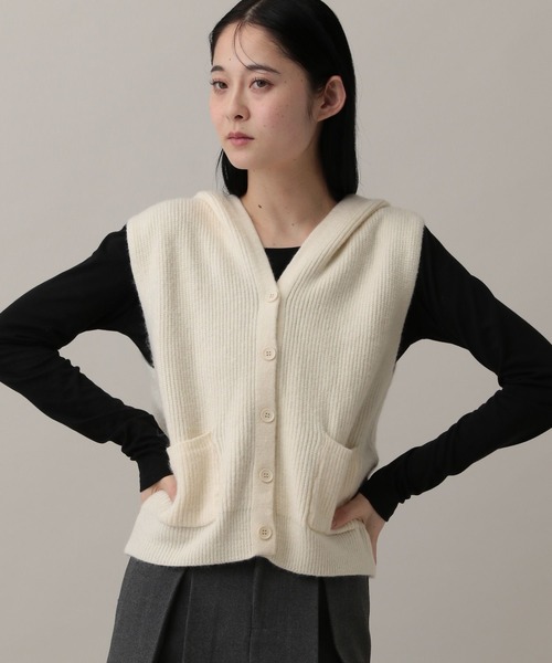 3.3 Field Trip （3.3フィールドトリップ）の「3.3 Field Trip／ボタンフード付きベスト（ベスト・レディース・ブラック/アイボリー/グレー・FREE）」の5枚目の写真