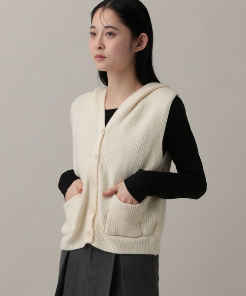 3.3 Field Trip （3.3フィールドトリップ）の「3.3 Field Trip／ボタンフード付きベスト（ベスト・レディース・ブラック/アイボリー/グレー・FREE）」の6枚目の写真