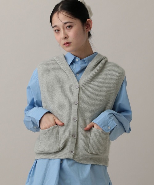 3.3 Field Trip （3.3フィールドトリップ）の「3.3 Field Trip／ボタンフード付きベスト（ベスト・レディース・ブラック/アイボリー/グレー・FREE）」の10枚目の写真