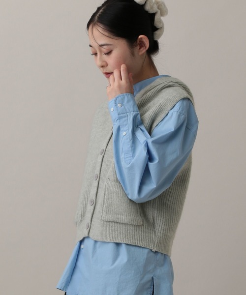 3.3 Field Trip （3.3フィールドトリップ）の「3.3 Field Trip／ボタンフード付きベスト（ベスト・レディース・ブラック/アイボリー/グレー・FREE）」の11枚目の写真