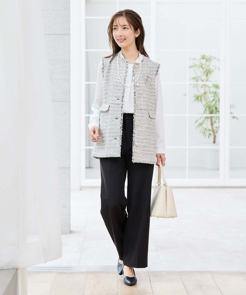 a.v.v（アーヴェヴェ）の「ミックスツイードペプラムジレ（その他アウター・レディース・アイボリー/チャコールグレー・36/38/40）」の7枚目の写真