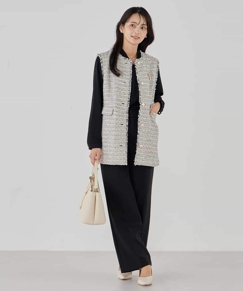 a.v.v（アーヴェヴェ）の「ミックスツイードペプラムジレ（その他アウター・レディース・アイボリー/チャコールグレー・36/38/40）」の18枚目の写真