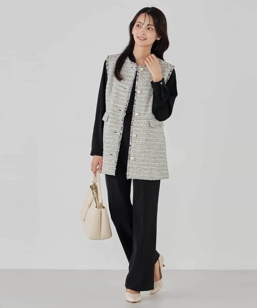 a.v.v（アーヴェヴェ）の「ミックスツイードペプラムジレ（その他アウター・レディース・アイボリー/チャコールグレー・36/38/40）」の19枚目の写真