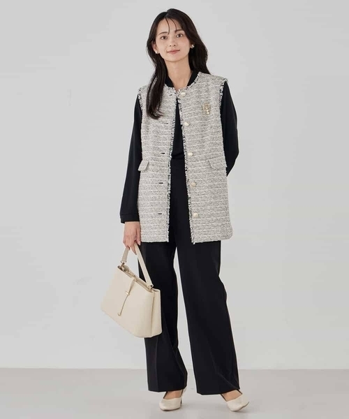 a.v.v（アーヴェヴェ）の「ミックスツイードペプラムジレ（その他アウター・レディース・アイボリー/チャコールグレー・36/38/40）」の21枚目の写真