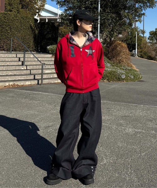 sedacle(セダクル)の「リバーシブルチェックジップパーカー(パーカー・メンズ・グレー/ベージュ/レッド・SMALL/MEDIUM/LARGE)」の15枚目の写真