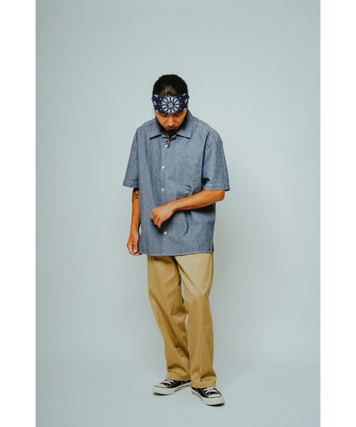 BIG MIKE(ビッグマイク)の「BIG MIKE ビッグマイク / 26春夏新作 セットアップ対応 シャンブレー オープンカラー 半袖 シャツ //// 102625400(シャツ/ブラウス・メンズ・ブラック/ナチュラル/ダークインディゴブルー・MEDIUM/LARGE/X-LARGE)」の9枚目の写真
