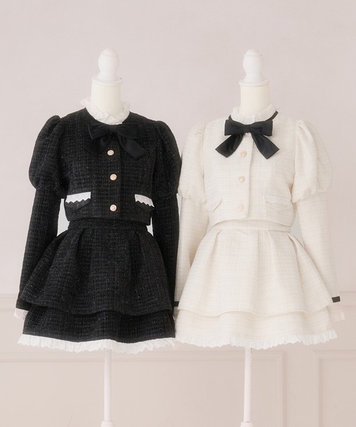 Pal elfy　コットンレースツイードスカート　オフホワイト コットンレースツイードスカート Pal elfy スカート コットンレース