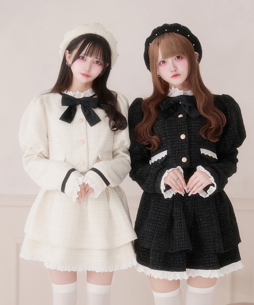 Pal elfy(パルエルフィー)の「コットンレースツイードスカート(スカート・レディース・ブラック/オフホワイト・L/フリー)」の14枚目の写真