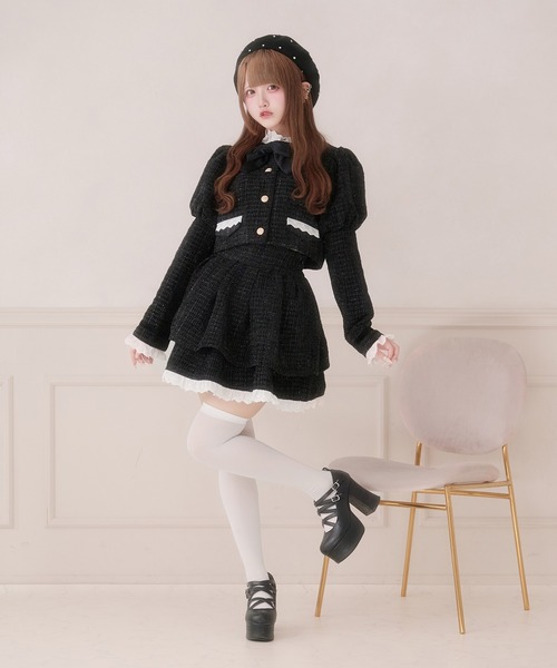 コットンレースツイードスカート Pal elfy スカート コットンレース