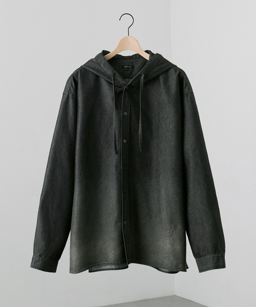 Alfred Alex(アルフレッドアレックス)の「【Alfred Alex】ヴィンテージライク オーバーサイズ デニム フードシャツ(シャツ/ブラウス・メンズ・ネイビー/ブラック/ブルー/チャコールグレー・L/M/S)」の8枚目の写真