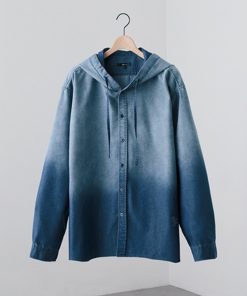 Alfred Alex(アルフレッドアレックス)の「【Alfred Alex】ヴィンテージライク オーバーサイズ デニム フードシャツ(シャツ/ブラウス・メンズ・ネイビー/ブラック/ブルー/チャコールグレー・L/M/S)」の14枚目の写真
