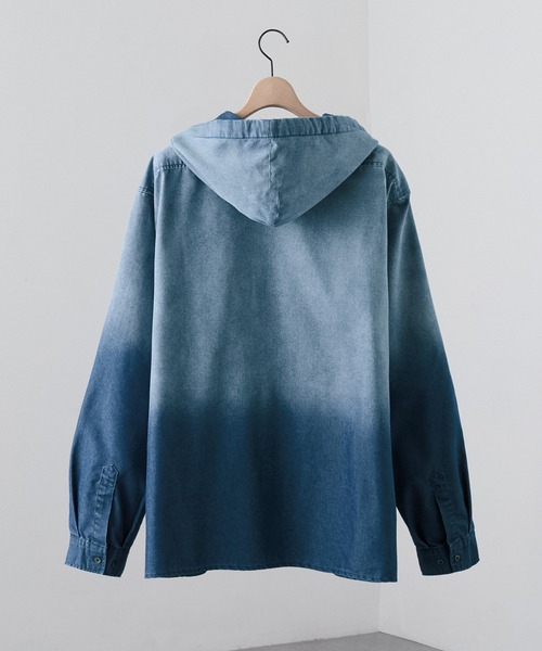 Alfred Alex(アルフレッドアレックス)の「【Alfred Alex】ヴィンテージライク オーバーサイズ デニム フードシャツ(シャツ/ブラウス・メンズ・ネイビー/ブラック/ブルー/チャコールグレー・L/M/S)」の15枚目の写真