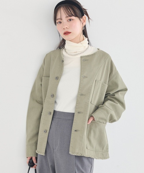 earth music&ecology（アースミュージックアンドエコロジー）の「ノーカラーカバーオール（カバーオール・レディース・ライトグリーン・FREE）」の3枚目の写真