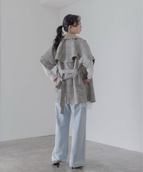 Eimee Law（エイミーロウ）の「ハーフスリーブ ミドル丈トレンチコート（トレンチコート・レディース・ベージュ/カーキ/ダークグレー・FREE）」の17枚目の写真