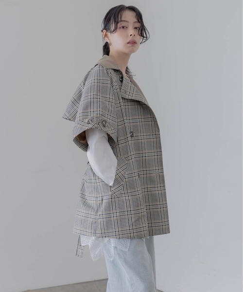 Eimee Law（エイミーロウ）の「ハーフスリーブ ミドル丈トレンチコート（トレンチコート・レディース・ベージュ/カーキ/ダークグレー・FREE）」の9枚目の写真