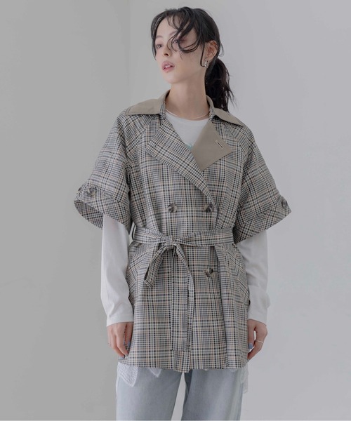 Eimee Law（エイミーロウ）の「ハーフスリーブ ミドル丈トレンチコート（トレンチコート・レディース・ベージュ/カーキ/ダークグレー・FREE）」の10枚目の写真