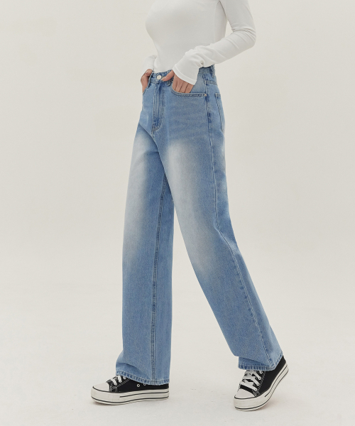 JINMANIA（ジンマニア）の「レディース ウォッシング ロング ワイド デニムパンツ (ライトブルー)（デニムパンツ・レディース・その他・S/M/L/XL/XS）」の14枚目の写真