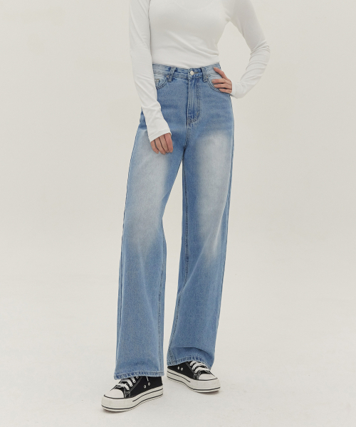 JINMANIA（ジンマニア）の「レディース ウォッシング ロング ワイド デニムパンツ (ライトブルー)（デニムパンツ・レディース・その他・S/M/L/XL/XS）」の13枚目の写真