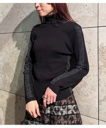 Desert　Rose（デザートローズ）の「【PaulineBleu/ポリーヌブロー】サイドラメラインタートルニット（ニット/セーター）」