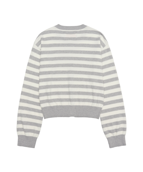 AMESWORLDWIDE(アメスワールドワイド)の「STRIPE ROUND NECK CARDIGAN GREY(カーディガン/ボレロ・レディース・その他・FREE)」の2枚目の写真