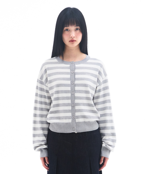 AMESWORLDWIDE(アメスワールドワイド)の「STRIPE ROUND NECK CARDIGAN GREY(カーディガン/ボレロ・レディース・その他・FREE)」の3枚目の写真