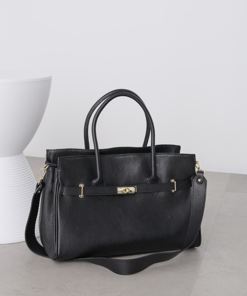 AULENTTI/レザーターンロックモチーフビッグトート（トートバッグ