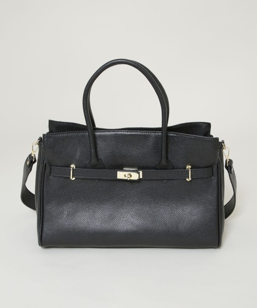 AULENTTI（オウレンティ）の「AULENTTI/レザーターンロックモチーフビッグトート（トートバッグ・レディース・ブラック・FREE）」の2枚目の写真