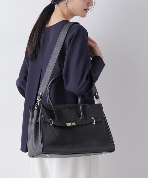 AULENTTI/レザーターンロックモチーフビッグトート（トートバッグ