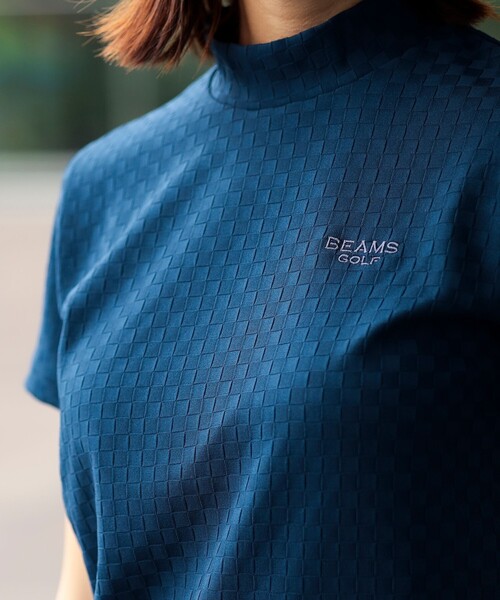 BEAMS GOLF(ビームスゴルフ)の「PURPLE LABEL / バスケット ジャカード編み モックネックシャツ(スウェット・レディース・ホワイト/ネイビー・LARGE/SMALL/MEDIUM)」の11枚目の写真
