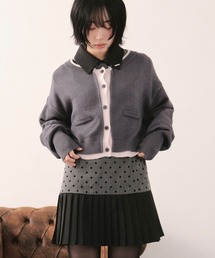 レイヤードデザインカーディガン　loinnuit ロワンニュイ loin nuit カーディガン glitter sheer cardigan / グリッターシアー