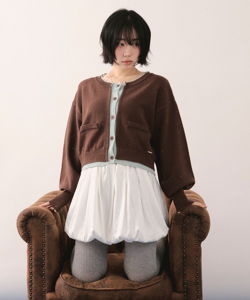 loin nuit(ロワンニュイ)の「layered design cardigan / レイヤードデザインカーディガン(カーディガン/ボレロ・レディース・グレー/ブラウン・FREE)」の14枚目の写真
