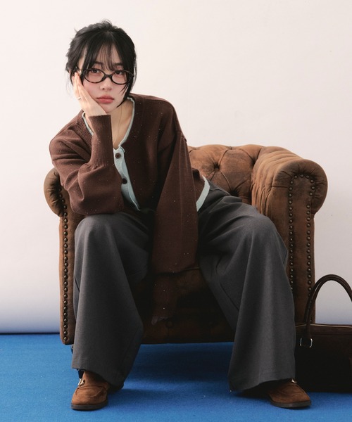 loin nuit(ロワンニュイ)の「layered design cardigan / レイヤードデザインカーディガン(カーディガン/ボレロ・レディース・グレー/ブラウン・FREE)」の16枚目の写真