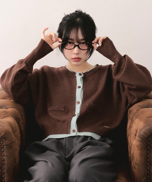 loin nuit(ロワンニュイ)の「layered design cardigan / レイヤードデザインカーディガン(カーディガン/ボレロ・レディース・グレー/ブラウン・FREE)」の18枚目の写真