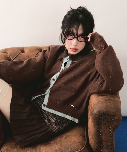 loin nuit(ロワンニュイ)の「layered design cardigan / レイヤードデザインカーディガン(カーディガン/ボレロ・レディース・グレー/ブラウン・FREE)」の9枚目の写真