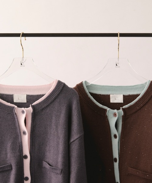 loin nuit(ロワンニュイ)の「layered design cardigan / レイヤードデザインカーディガン(カーディガン/ボレロ・レディース・グレー/ブラウン・FREE)」の3枚目の写真