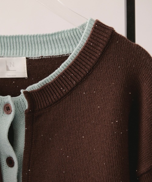 loin nuit(ロワンニュイ)の「layered design cardigan / レイヤードデザインカーディガン(カーディガン/ボレロ・レディース・グレー/ブラウン・FREE)」の6枚目の写真