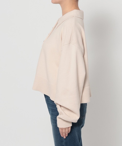 LOWRYS FARM（ローリーズファーム）の「ポロニットLS 648065（ニット/セーター・レディース・イエロー/アイボリー/ブラウン/グレー・FREE）」の6枚目の写真