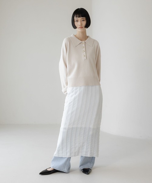 LOWRYS FARM（ローリーズファーム）の「ポロニットLS 648065（ニット/セーター・レディース・イエロー/アイボリー/ブラウン/グレー・FREE）」の18枚目の写真