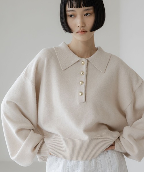 LOWRYS FARM（ローリーズファーム）の「ポロニットLS 648065（ニット/セーター・レディース・イエロー/アイボリー/ブラウン/グレー・FREE）」の20枚目の写真