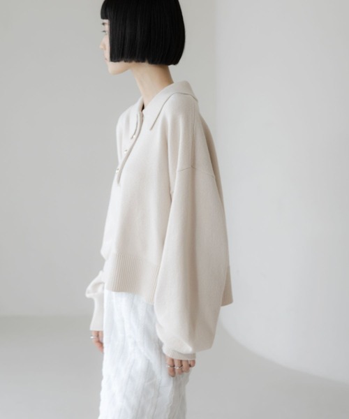 LOWRYS FARM（ローリーズファーム）の「ポロニットLS 648065（ニット/セーター・レディース・イエロー/アイボリー/ブラウン/グレー・FREE）」の22枚目の写真