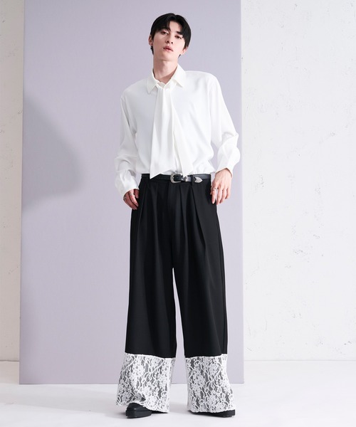 Ellno Loset(エルノロゼット)の「レーストリムセミワイドパンツ/SETUP対応(スラックス・メンズ・チャコール/ブラック・X-SMALL/SMALL/MEDIUM/LARGE)」の13枚目の写真