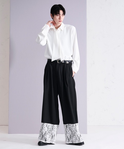 Ellno Loset(エルノロゼット)の「レーストリムセミワイドパンツ/SETUP対応(スラックス・メンズ・チャコール/ブラック・X-SMALL/SMALL/MEDIUM/LARGE)」の12枚目の写真