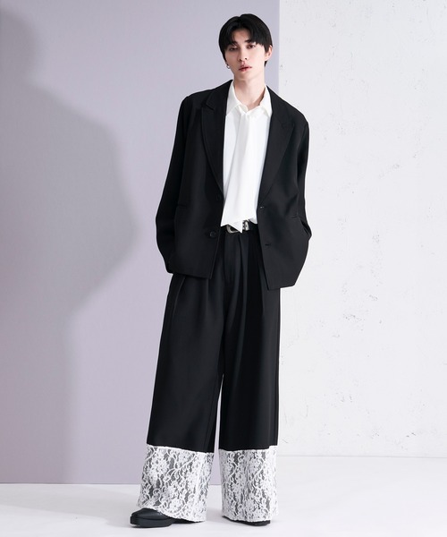 Ellno Loset(エルノロゼット)の「レーストリムセミワイドパンツ/SETUP対応(スラックス・メンズ・チャコール/ブラック・X-SMALL/SMALL/MEDIUM/LARGE)」の15枚目の写真