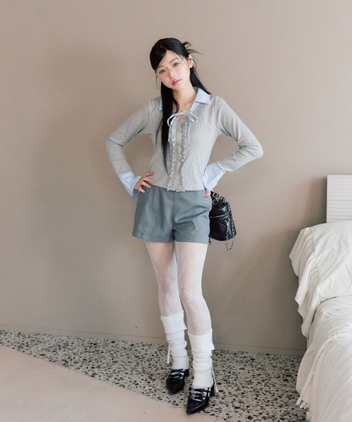 OLIVE des OLIVE(オリーブデオリーブ)の「シャツレイヤードトップス(Tシャツ/カットソー・レディース・ネイビー/ベージュ/トップグレー/ピンク・FREE)」の17枚目の写真