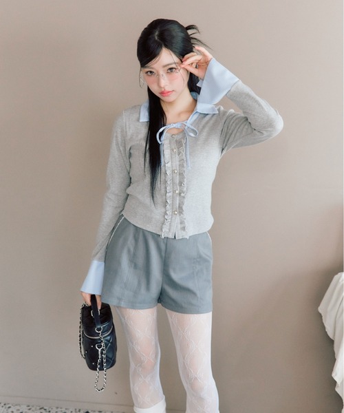 OLIVE des OLIVE(オリーブデオリーブ)の「シャツレイヤードトップス(Tシャツ/カットソー・レディース・ネイビー/ベージュ/トップグレー/ピンク・FREE)」の18枚目の写真