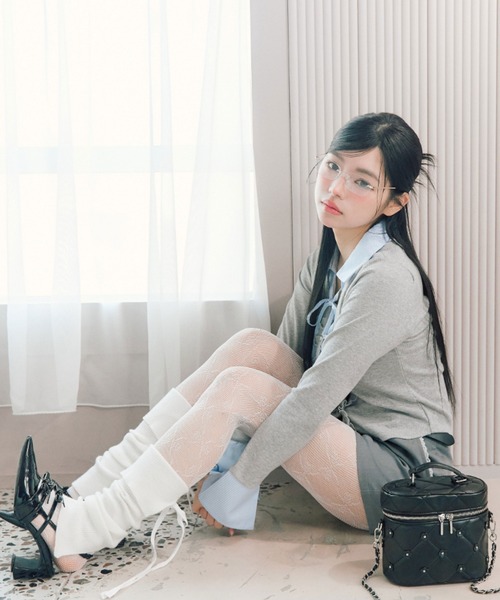 OLIVE des OLIVE(オリーブデオリーブ)の「シャツレイヤードトップス(Tシャツ/カットソー・レディース・ネイビー/ベージュ/トップグレー/ピンク・FREE)」の14枚目の写真